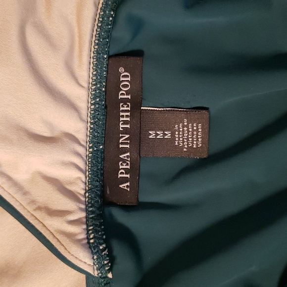 A Pea in the Pod Maternity Wrap Swimsuit Teal Green Medium - Picture 6 of 8